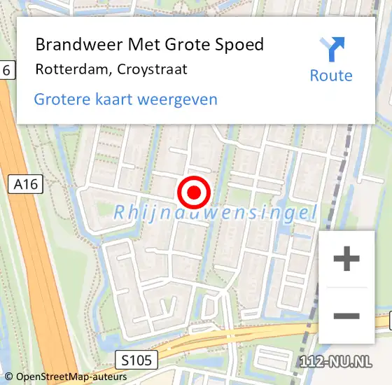 Locatie op kaart van de 112 melding: Brandweer Met Grote Spoed Naar Rotterdam, Croystraat op 17 februari 2023 23:11