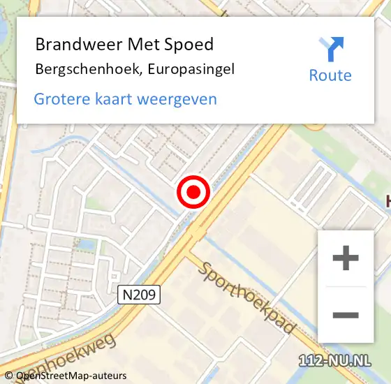 Locatie op kaart van de 112 melding: Brandweer Met Spoed Naar Bergschenhoek, Europasingel op 17 februari 2023 23:13