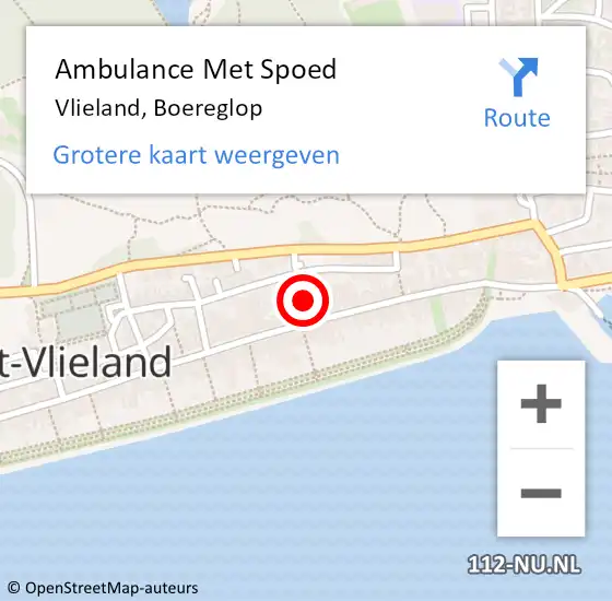 Locatie op kaart van de 112 melding: Ambulance Met Spoed Naar Vlieland, Boereglop op 15 augustus 2014 23:56