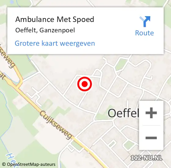 Locatie op kaart van de 112 melding: Ambulance Met Spoed Naar Oeffelt, Ganzenpoel op 16 augustus 2014 00:00