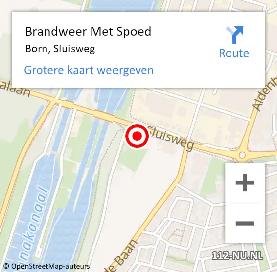 Locatie op kaart van de 112 melding: Brandweer Met Spoed Naar Born, Sluisweg op 18 februari 2023 00:08