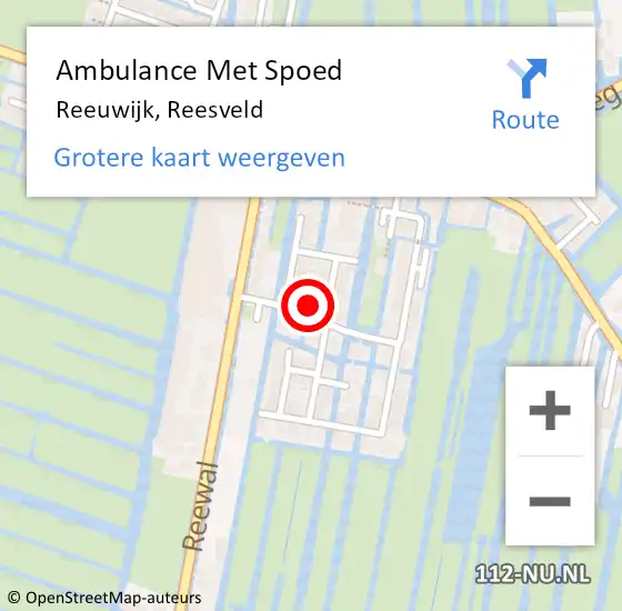 Locatie op kaart van de 112 melding: Ambulance Met Spoed Naar Reeuwijk, Reesveld op 18 februari 2023 00:25