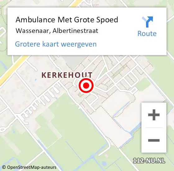 Locatie op kaart van de 112 melding: Ambulance Met Grote Spoed Naar Wassenaar, Albertinestraat op 18 februari 2023 00:31