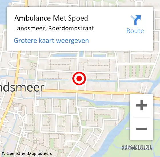 Locatie op kaart van de 112 melding: Ambulance Met Spoed Naar Landsmeer, Roerdompstraat op 18 februari 2023 01:06