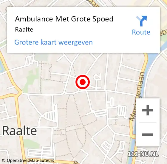 Locatie op kaart van de 112 melding: Ambulance Met Grote Spoed Naar Raalte op 18 februari 2023 01:29