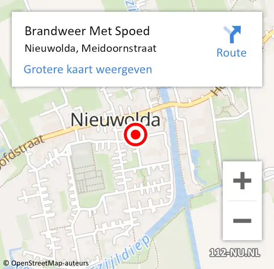 Locatie op kaart van de 112 melding: Brandweer Met Spoed Naar Nieuwolda, Meidoornstraat op 18 februari 2023 01:32