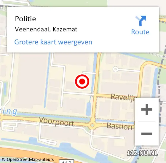 Locatie op kaart van de 112 melding: Politie Veenendaal, Kazemat op 18 februari 2023 01:47