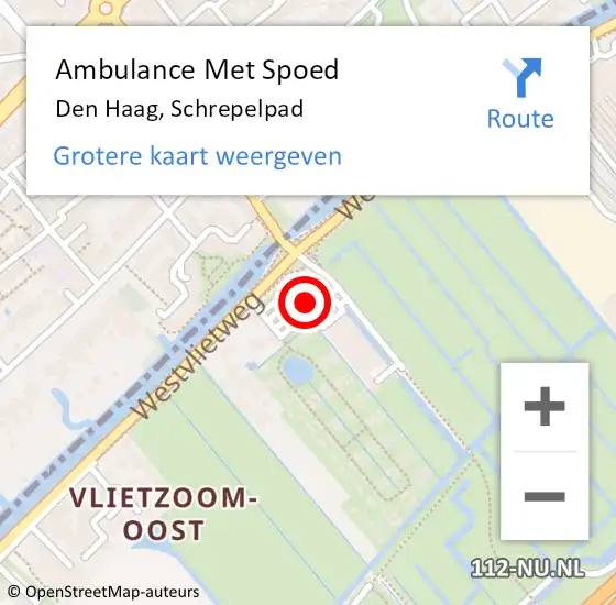 Locatie op kaart van de 112 melding: Ambulance Met Spoed Naar Den Haag, Schrepelpad op 18 februari 2023 02:17