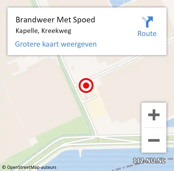 Locatie op kaart van de 112 melding: Brandweer Met Spoed Naar Kapelle, Kreekweg op 18 februari 2023 02:18