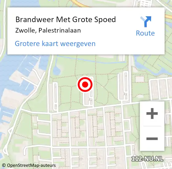 Locatie op kaart van de 112 melding: Brandweer Met Grote Spoed Naar Zwolle, Palestrinalaan op 18 februari 2023 02:51