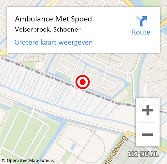 Locatie op kaart van de 112 melding: Ambulance Met Spoed Naar Velserbroek, Schoener op 18 februari 2023 02:54