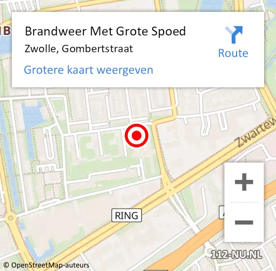 Locatie op kaart van de 112 melding: Brandweer Met Grote Spoed Naar Zwolle, Gombertstraat op 18 februari 2023 03:02