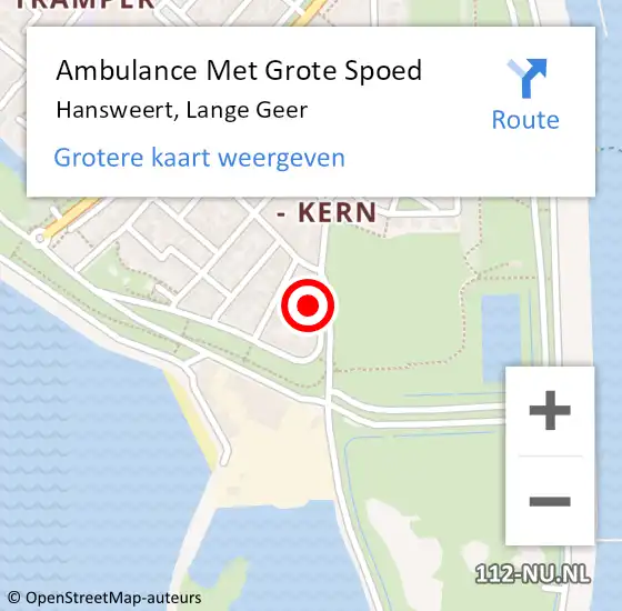 Locatie op kaart van de 112 melding: Ambulance Met Grote Spoed Naar Hansweert, Lange Geer op 16 augustus 2014 00:20