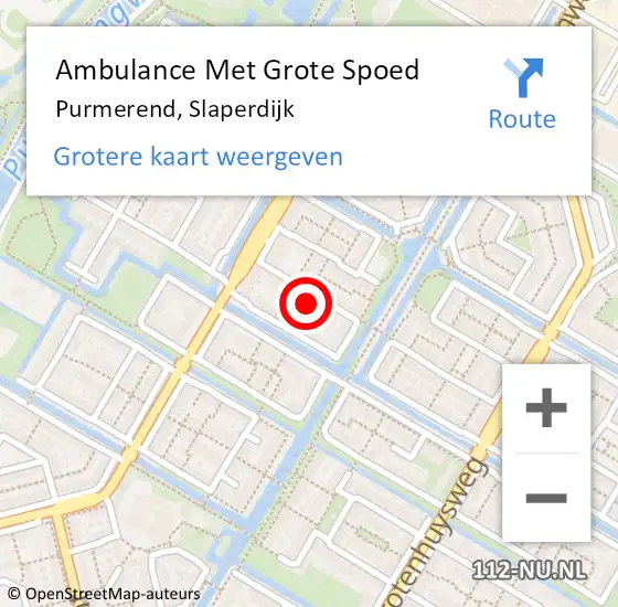Locatie op kaart van de 112 melding: Ambulance Met Grote Spoed Naar Purmerend, Slaperdijk op 18 februari 2023 03:43