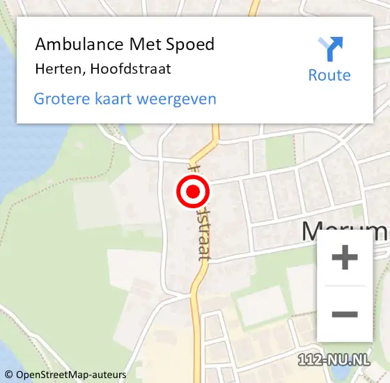 Locatie op kaart van de 112 melding: Ambulance Met Spoed Naar Herten, Hoofdstraat op 18 februari 2023 04:07