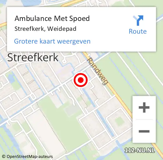 Locatie op kaart van de 112 melding: Ambulance Met Spoed Naar Streefkerk, Weidepad op 18 februari 2023 04:34