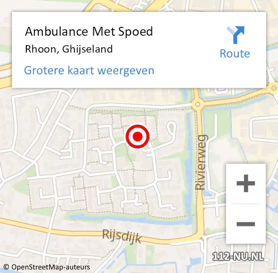 Locatie op kaart van de 112 melding: Ambulance Met Spoed Naar Rhoon, Ghijseland op 18 februari 2023 04:49