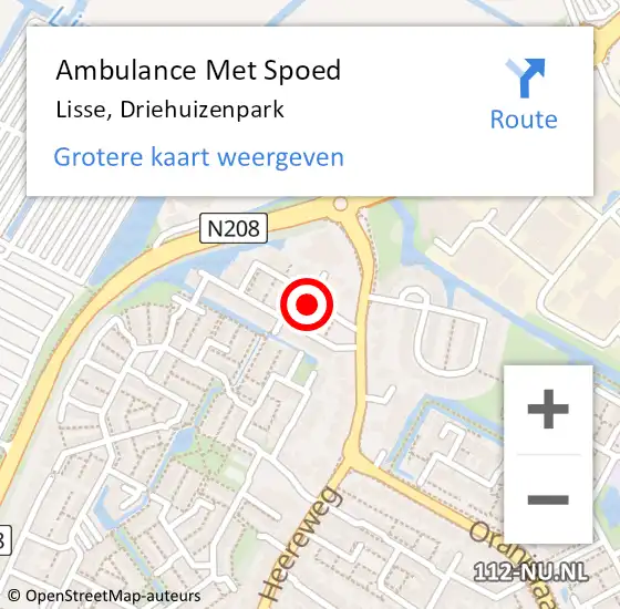 Locatie op kaart van de 112 melding: Ambulance Met Spoed Naar Lisse, Driehuizenpark op 18 februari 2023 05:45