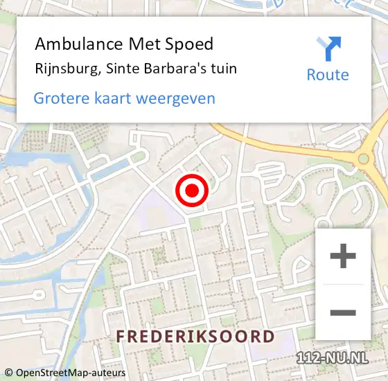 Locatie op kaart van de 112 melding: Ambulance Met Spoed Naar Rijnsburg, Sinte Barbara's tuin op 18 februari 2023 06:04