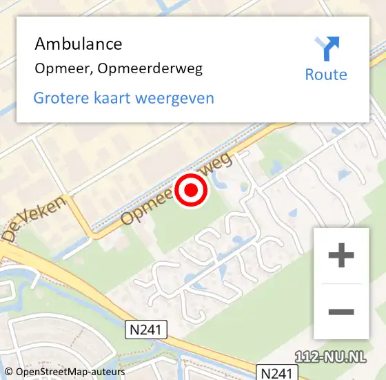 Locatie op kaart van de 112 melding: Ambulance Opmeer, Opmeerderweg op 18 februari 2023 06:12