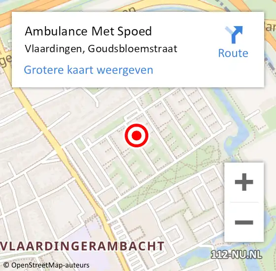 Locatie op kaart van de 112 melding: Ambulance Met Spoed Naar Vlaardingen, Goudsbloemstraat op 18 februari 2023 06:20