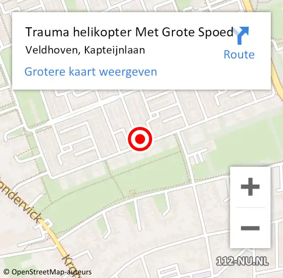 Locatie op kaart van de 112 melding: Trauma helikopter Met Grote Spoed Naar Veldhoven, Kapteijnlaan op 18 februari 2023 07:27