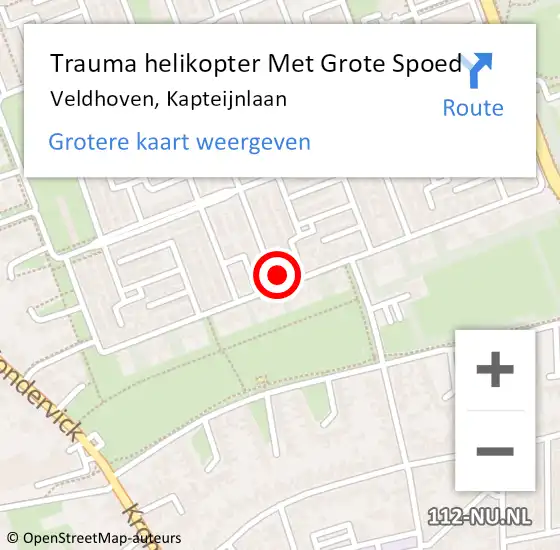 Locatie op kaart van de 112 melding: Trauma helikopter Met Grote Spoed Naar Veldhoven, Kapteijnlaan op 18 februari 2023 07:30