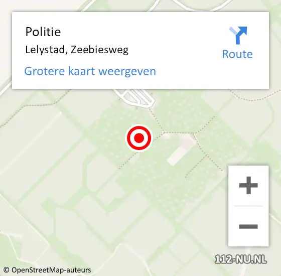 Locatie op kaart van de 112 melding: Politie Lelystad, Zeebiesweg op 18 februari 2023 07:44