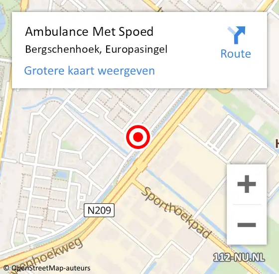 Locatie op kaart van de 112 melding: Ambulance Met Spoed Naar Bergschenhoek, Europasingel op 18 februari 2023 08:09