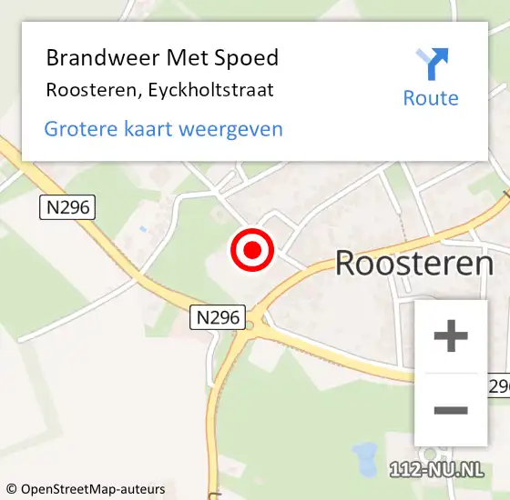 Locatie op kaart van de 112 melding: Brandweer Met Spoed Naar Roosteren, Eyckholtstraat op 18 februari 2023 08:25