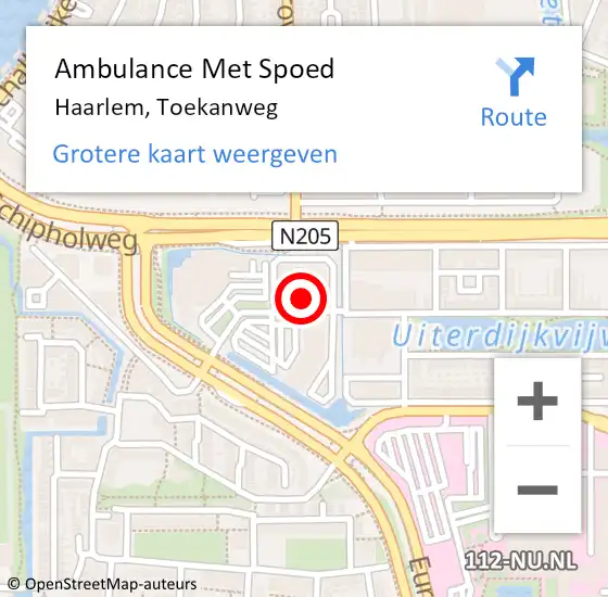 Locatie op kaart van de 112 melding: Ambulance Met Spoed Naar Haarlem, Toekanweg op 18 februari 2023 08:46
