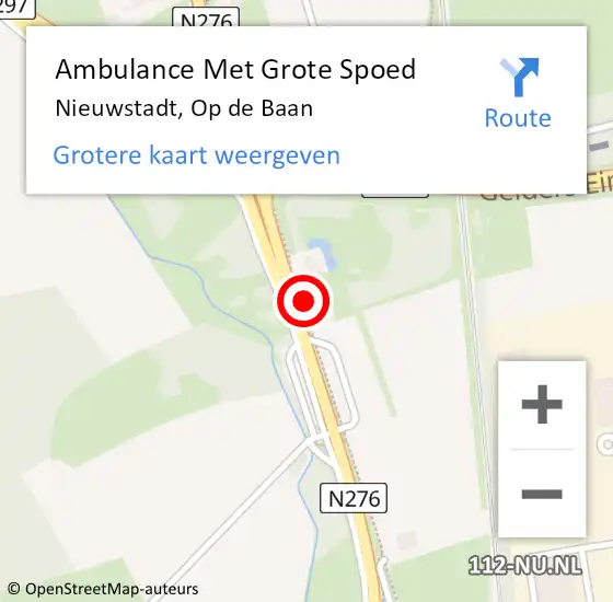 Locatie op kaart van de 112 melding: Ambulance Met Grote Spoed Naar Nieuwstadt, Op de Baan op 16 augustus 2014 00:56