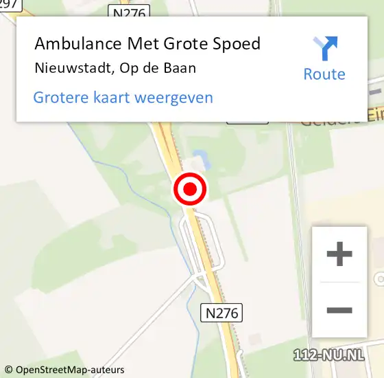 Locatie op kaart van de 112 melding: Ambulance Met Grote Spoed Naar Nieuwstadt, Op de Baan op 16 augustus 2014 00:58