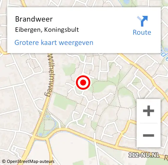 Locatie op kaart van de 112 melding: Brandweer Eibergen, Koningsbult op 18 februari 2023 09:32