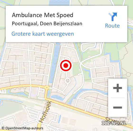 Locatie op kaart van de 112 melding: Ambulance Met Spoed Naar Poortugaal, Doen Beijenszlaan op 18 februari 2023 09:48