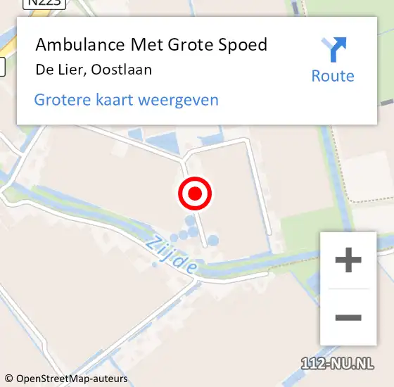 Locatie op kaart van de 112 melding: Ambulance Met Grote Spoed Naar De Lier, Oostlaan op 18 februari 2023 09:55