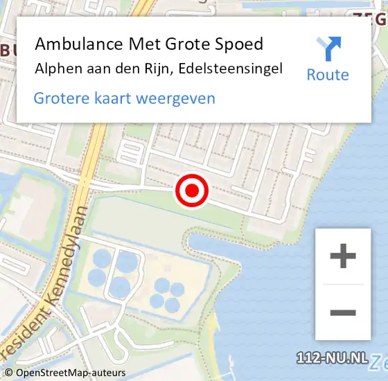 Locatie op kaart van de 112 melding: Ambulance Met Grote Spoed Naar Alphen aan den Rijn, Edelsteensingel op 18 februari 2023 10:07