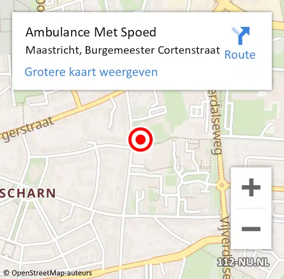 Locatie op kaart van de 112 melding: Ambulance Met Spoed Naar Maastricht, Burgemeester Cortenstraat op 18 februari 2023 10:15