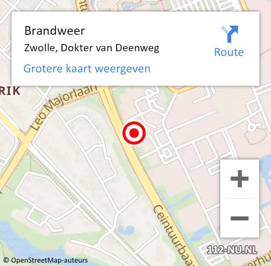 Locatie op kaart van de 112 melding: Brandweer Zwolle, Dokter van Deenweg op 18 februari 2023 10:15