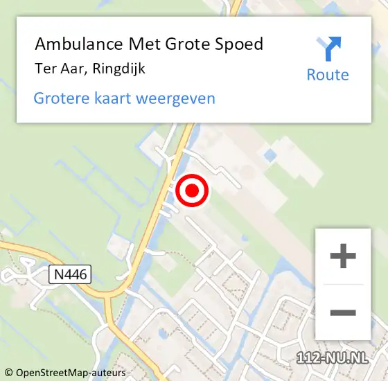 Locatie op kaart van de 112 melding: Ambulance Met Grote Spoed Naar Ter Aar, Ringdijk op 18 februari 2023 10:22