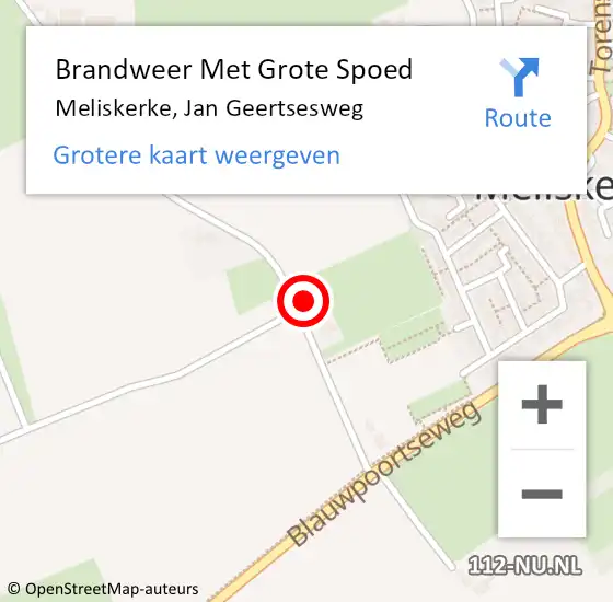 Locatie op kaart van de 112 melding: Brandweer Met Grote Spoed Naar Meliskerke, Jan Geertsesweg op 18 februari 2023 10:31