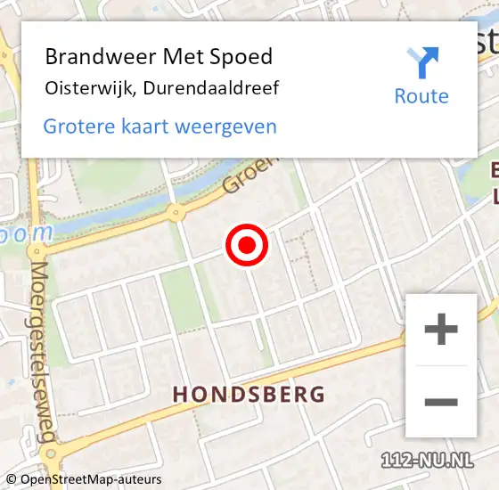 Locatie op kaart van de 112 melding: Brandweer Met Spoed Naar Oisterwijk, Durendaaldreef op 18 februari 2023 10:38