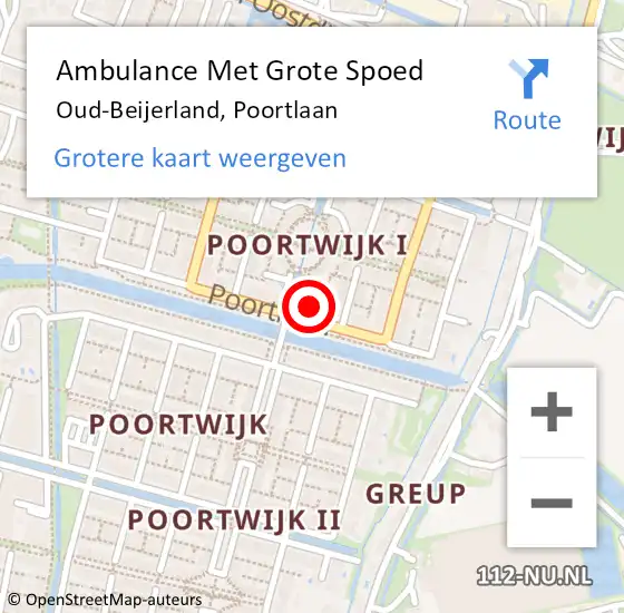 Locatie op kaart van de 112 melding: Ambulance Met Grote Spoed Naar Oud-Beijerland, Poortlaan op 18 februari 2023 11:16