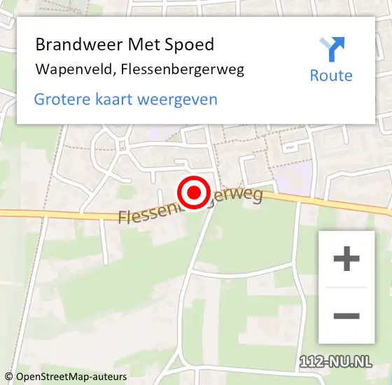 Locatie op kaart van de 112 melding: Brandweer Met Spoed Naar Wapenveld, Flessenbergerweg op 18 februari 2023 11:27