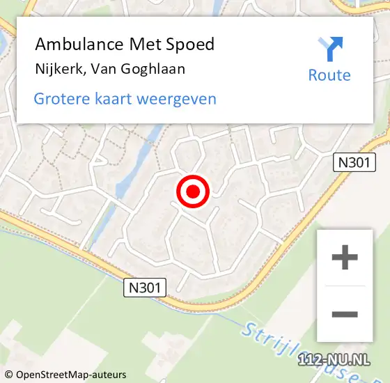 Locatie op kaart van de 112 melding: Ambulance Met Spoed Naar Nijkerk, Van Goghlaan op 18 februari 2023 11:36