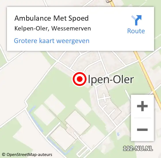 Locatie op kaart van de 112 melding: Ambulance Met Spoed Naar Kelpen-Oler, Wessemerven op 18 februari 2023 11:42