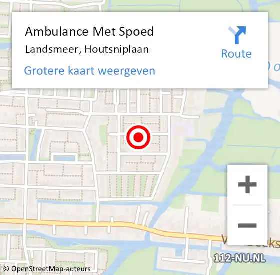 Locatie op kaart van de 112 melding: Ambulance Met Spoed Naar Landsmeer, Houtsniplaan op 18 februari 2023 11:59