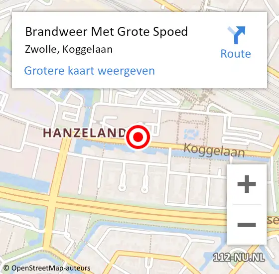 Locatie op kaart van de 112 melding: Brandweer Met Grote Spoed Naar Zwolle, Koggelaan op 18 februari 2023 12:03