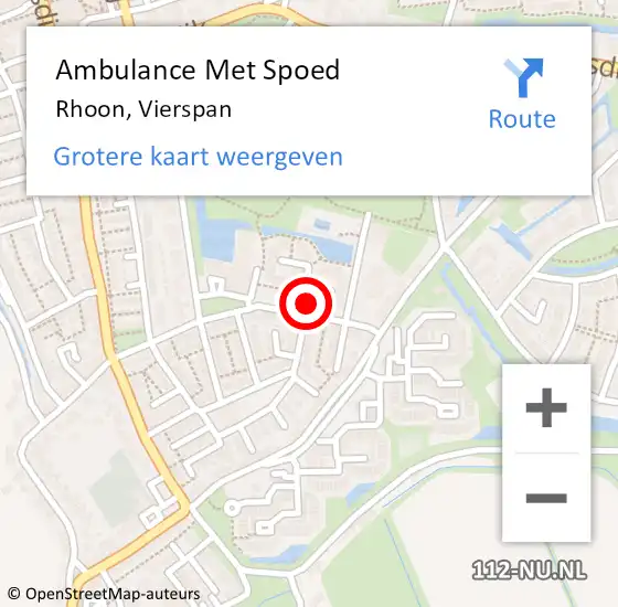 Locatie op kaart van de 112 melding: Ambulance Met Spoed Naar Rhoon, Vierspan op 18 februari 2023 12:11