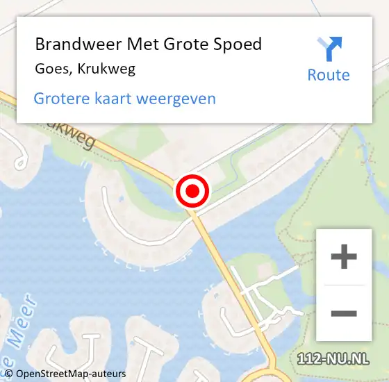 Locatie op kaart van de 112 melding: Brandweer Met Grote Spoed Naar Goes, Krukweg op 18 februari 2023 12:12